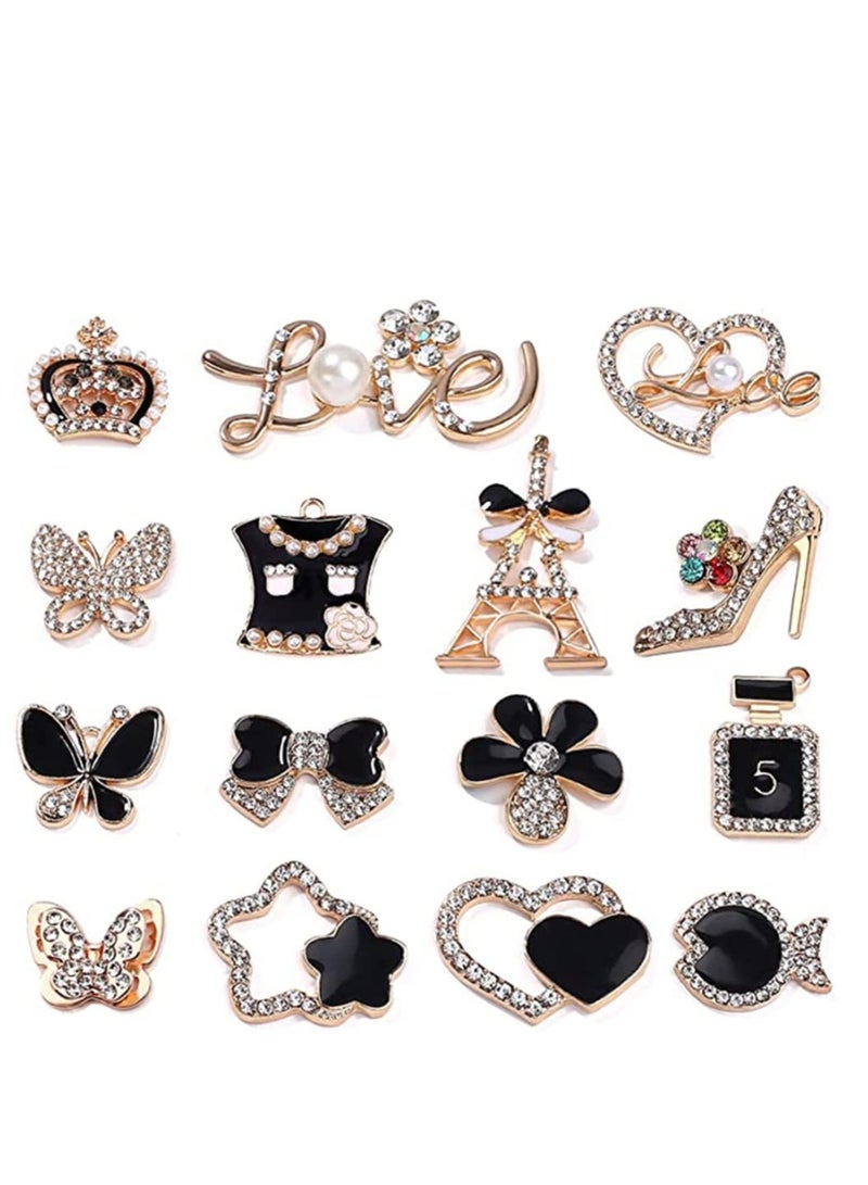 Zikra Shoe Charms Fits Clog Sandals Decoration Fashion Crystal Diamond Charms 15 Pcs Different Shape Unisex-adult Shoe Charms Party Birthday Gift for Kids and Teens Favorite Present - Image 1