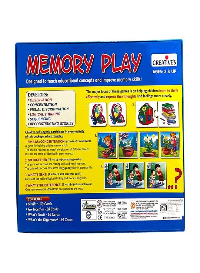 Creative's Memory Play | Self-Correcting Puzzles Game | Picture Matching Card Game| Similar,Go Together, What's Next, What's The Difference All in 1 Pack | Ages 3 & Above - Image 3