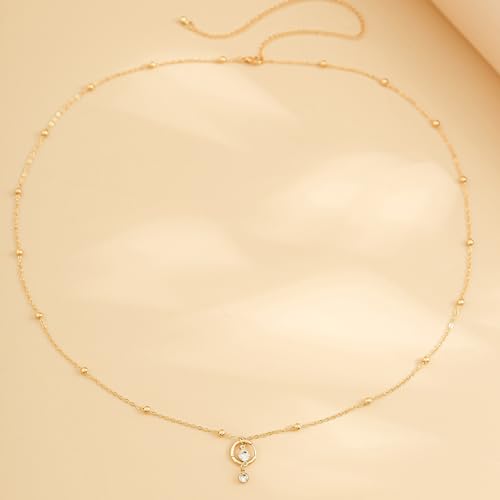 FAMEZA Women’s Rhinestone Waist Body Chain | Crystal Belly Chain with Dangling Navel Ring Beads | Adjustable Bikini Waist Jewelry for Beach, Party, Nightclub, Festival and Daily Fashion (Golden) - Image 3