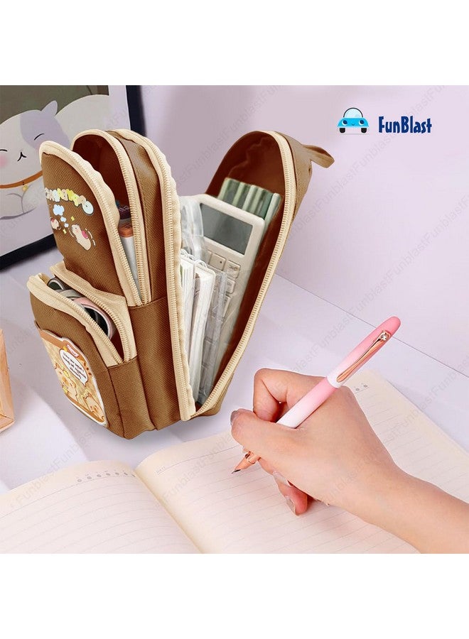 فنبلاست حقيبة أقلام فن بلاست، حافظة أقلام أنيقة، حقيبة أقلام قماشية قابلة للتعليق بسعة كبيرة، حقيبة لطيفة بطابع كرتوني للأطفال، حقيبة أقلام كاواي (عشوائي) - Image 2