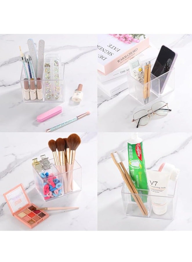 Arabest Holder with Bamboo Lids, 3 Compartments Cotton Ball/Swabs Dispenser, Apothecary Jar Clear Plastic Bathroom Container for Storage and Organizer - Image 5