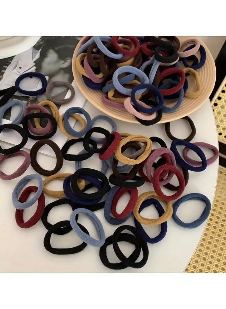 Ucanbe 100pcs Rubber Band Ponytail Hair Tie, Polyester Woven Normal Hair Style - Image 3