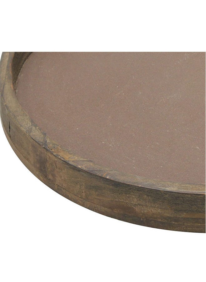 Rock Pow - Rustic Natural Wood and Metal Candle Holder Tray, Home Decor Accessories for the Coffee Table and Dining Table, Brown - Image 1