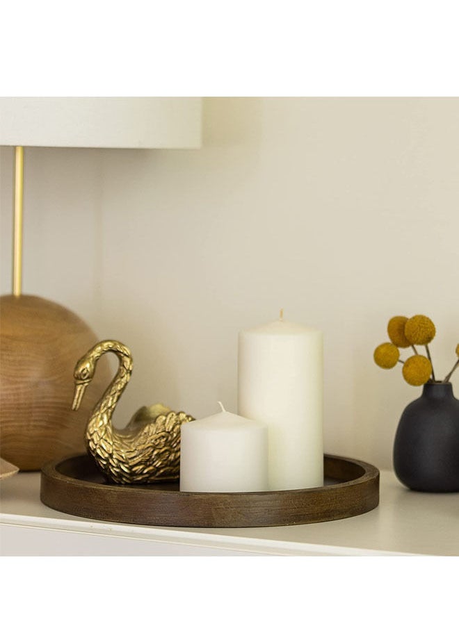Rock Pow - Rustic Natural Wood and Metal Candle Holder Tray, Home Decor Accessories for the Coffee Table and Dining Table, Brown - Image 1