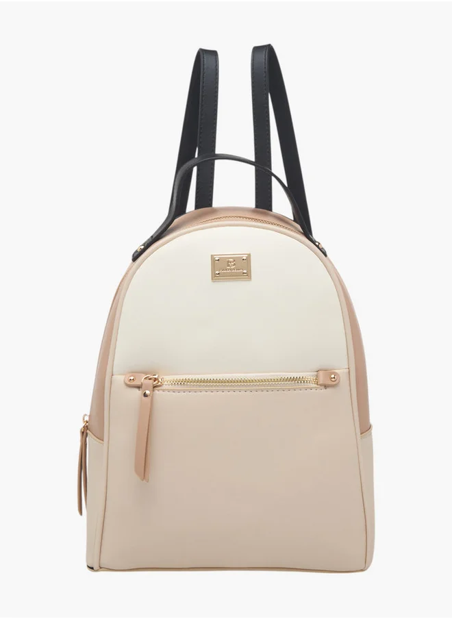 Flora Bella By Shoexpress Women's Colourblock Backpack with Zip Closure and Adjustable Strap