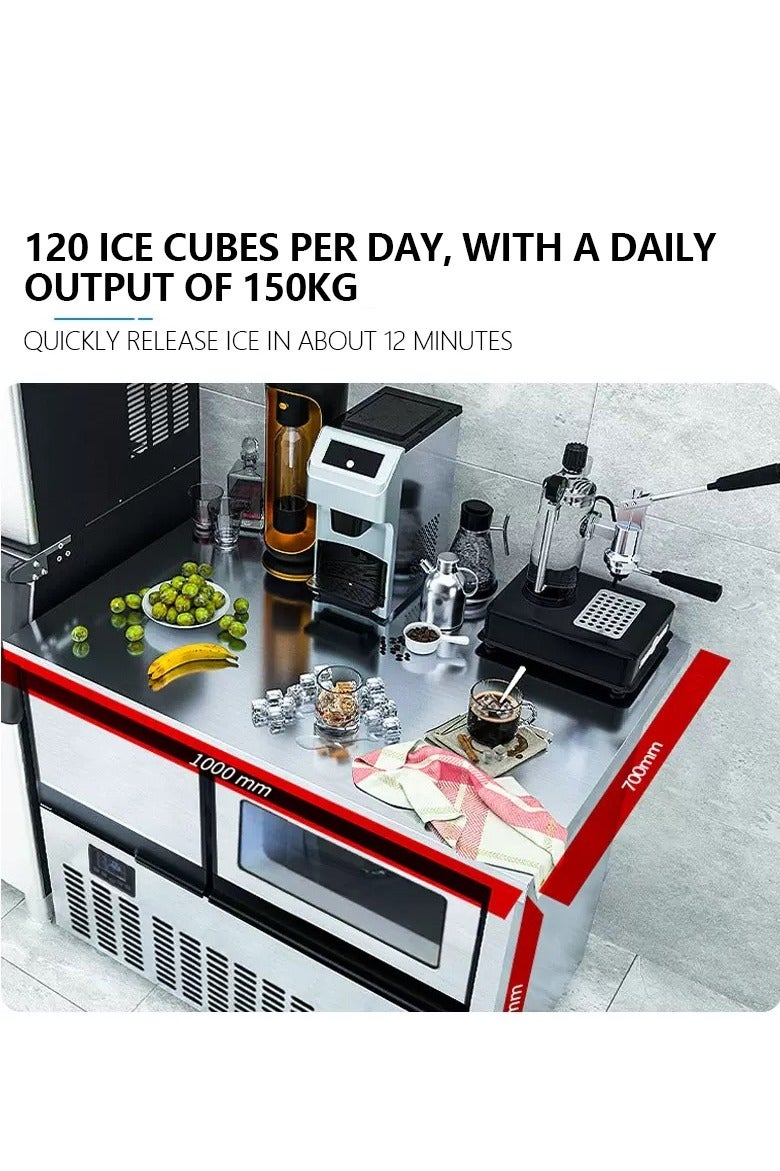 Cool Baby Refrigeration Workbench Compressor With refrigerator,Refrigerated Milk Tea Shop Restaurant Kitchen One Piece Ice Making Machine. - Image 2