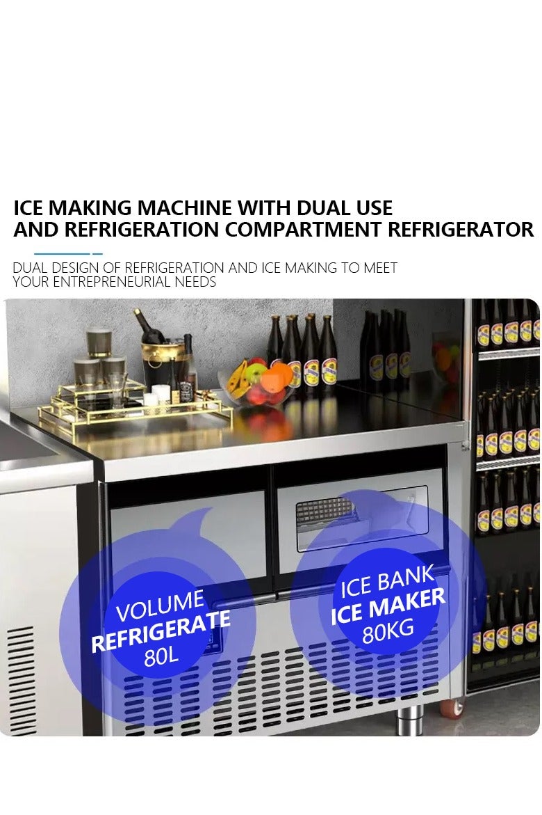 Cool Baby Refrigeration Workbench Compressor With refrigerator,Refrigerated Milk Tea Shop Restaurant Kitchen One Piece Ice Making Machine. - Image 3