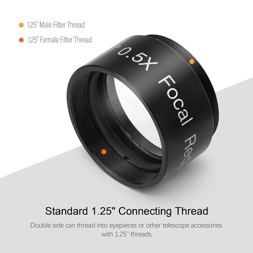 Astromania 0.5X Focal Reducer for Telescope, Fully Multi Coated Field Corrector Imaging Accessory for Telescope Eyepiece Visual and Photography Use - 1.25 inch Filter Thread 28.5x0.75mm on Both Sides - Image 5