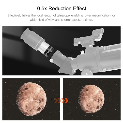 Astromania 0.5X Focal Reducer for Telescope, Fully Multi Coated Field Corrector Imaging Accessory for Telescope Eyepiece Visual and Photography Use - 1.25 inch Filter Thread 28.5x0.75mm on Both Sides - Image 4