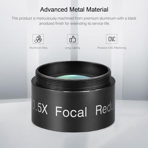 Astromania 0.5X Focal Reducer for Telescope, Fully Multi Coated Field Corrector Imaging Accessory for Telescope Eyepiece Visual and Photography Use - 1.25 inch Filter Thread 28.5x0.75mm on Both Sides - Image 2