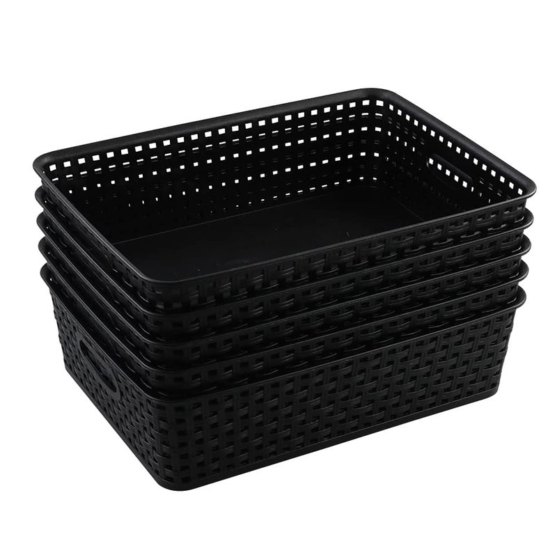 Qqbine Black Plastic Office A4 Basket Tray Desk Tray Organizer 5 Packs