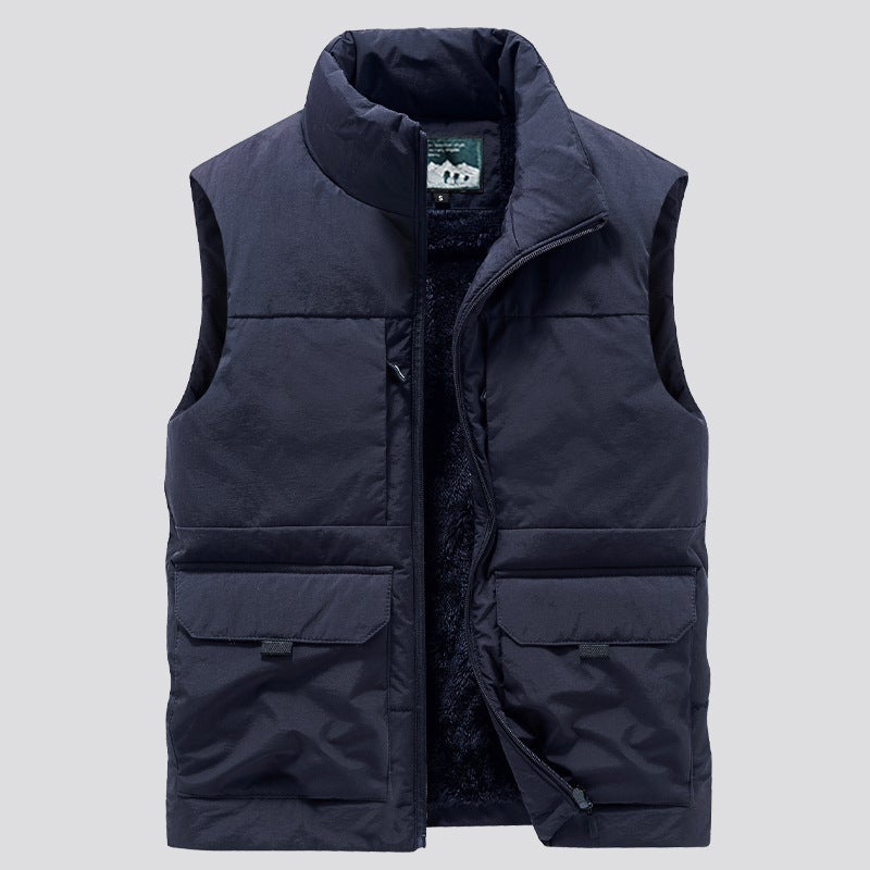 Men'S Plus Size Thickened Fleece-Lined Vest Casual Collar Multi-Pocket Casual Vest Camouflage Vest - Image 3