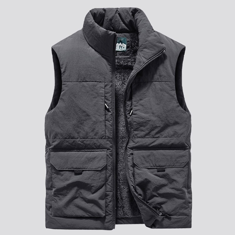 Men'S Plus Size Thickened Fleece-Lined Vest Casual Collar Multi-Pocket Casual Vest Camouflage Vest - Image 4