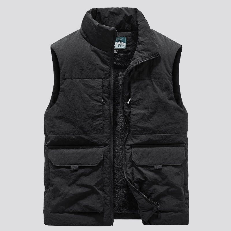 Men'S Plus Size Thickened Fleece-Lined Vest Casual Collar Multi-Pocket Casual Vest Camouflage Vest - Image 5