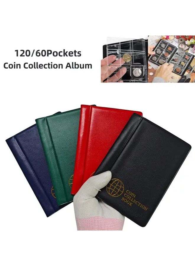 Red 120 Pocket Stamp And Medal Commemorative Collection Album With Fixed Pages - Image 2