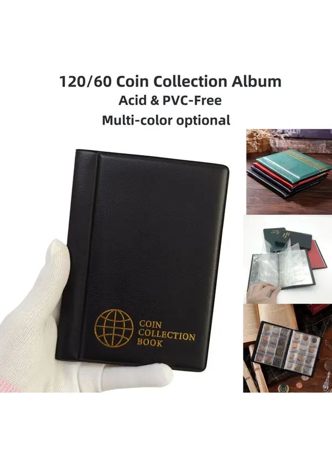 Red 120 Pocket Stamp And Medal Commemorative Collection Album With Fixed Pages - Image 1
