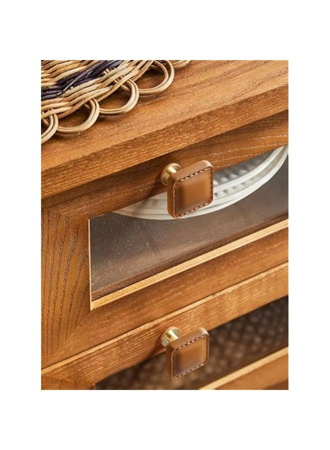 Set of 2 Leather Drawer Handles for Cabinets and Furniture in Brown Color - Image 4
