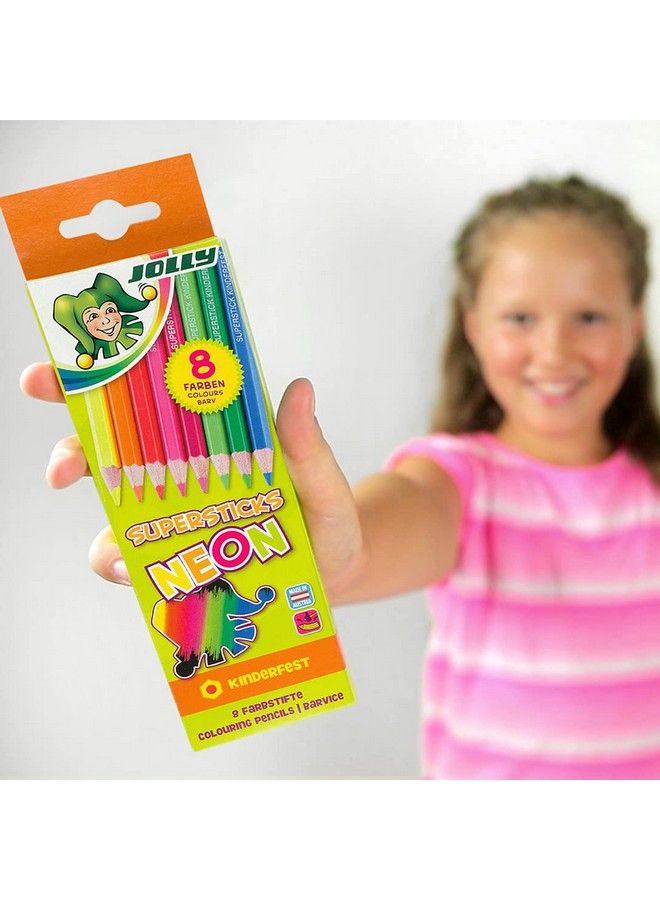 JOLLY Supersticks Set Of 8 Premium European Neon Mix Set Of Colored Pencils; Perfect For Adult And Kids Coloring - Image 5