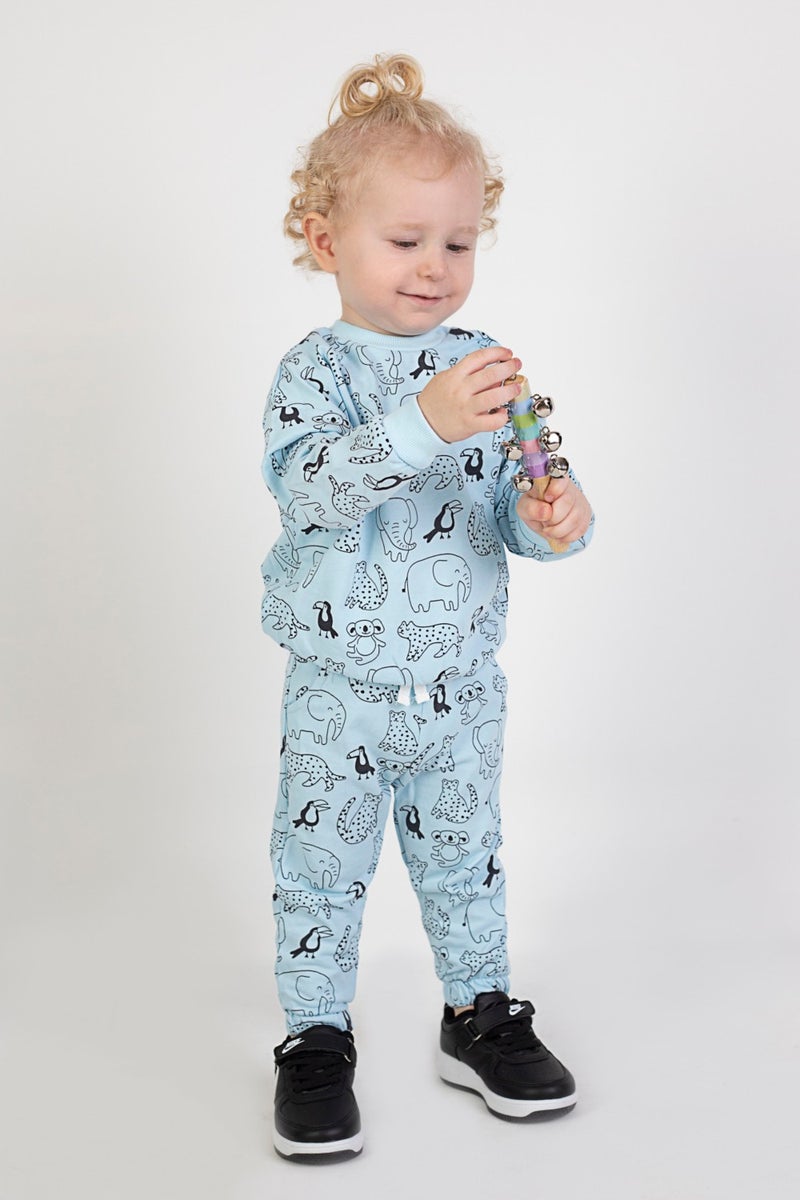Harika Kids Baby Boy Child Two Yarn Fabric Medium Thickness Knitted Basic Bottom Top Tracksuit Set  - Image 5