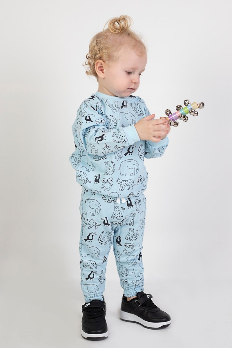 Harika Kids Baby Boy Child Two Yarn Fabric Medium Thickness Knitted Basic Bottom Top Tracksuit Set  - Image 2