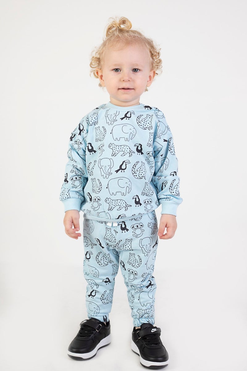 Harika Kids Baby Boy Child Two Yarn Fabric Medium Thickness Knitted Basic Bottom Top Tracksuit Set  - Image 4