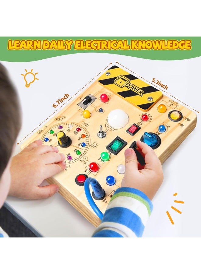 Tegrilo Busy Board, Wooden Montessori Busy Board with LED Lights and Switches, Electronic Toddler Sensory Board – Fine Motor Skills Activity Toy - Image 2
