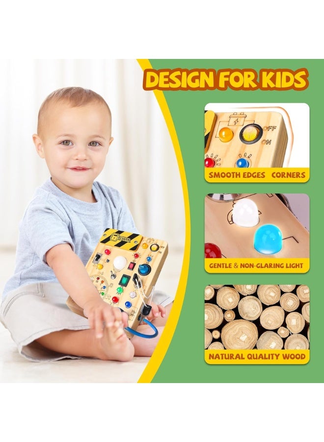 Tegrilo Busy Board, Wooden Montessori Busy Board with LED Lights and Switches, Electronic Toddler Sensory Board – Fine Motor Skills Activity Toy - Image 5