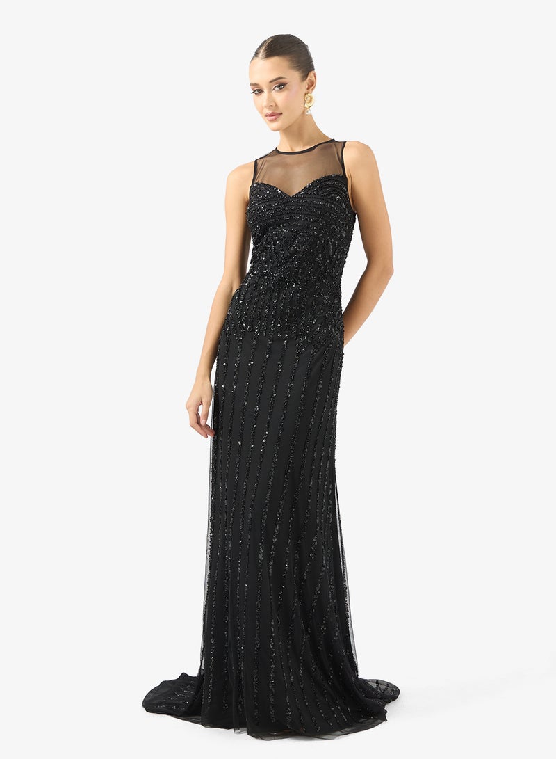 Namshi x Sweetheart Neckline Beaded EmbellishedMermaid Gown - Image 1
