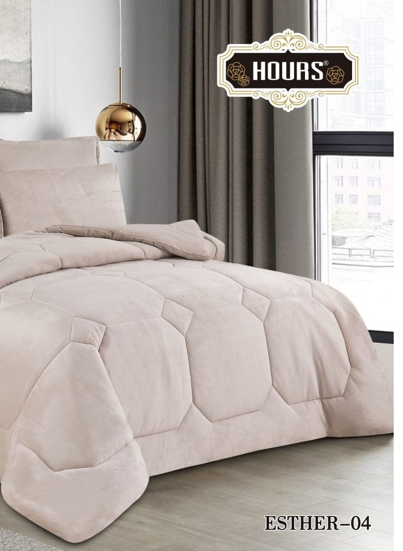 Hours Quilt Set Plain Two Sides Winter Velvet 6 Piece King Size  - Image 2