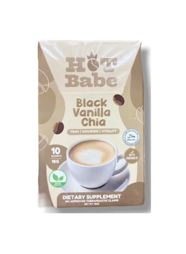 Hot Babe Black Vanilla Chia Dietary Supplement 10 x 18g - Image 1