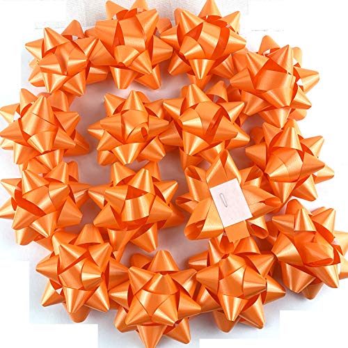 Worlds Orange Confetti Gift Bows Star Gift Bows for Christmas Gift Wrap Bows 3-3/4" Inch(15 Pack) - Image 3