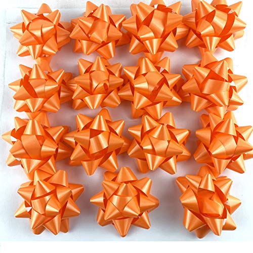 Worlds Orange Confetti Gift Bows Star Gift Bows for Christmas Gift Wrap Bows 3-3/4" Inch(15 Pack) - Image 1