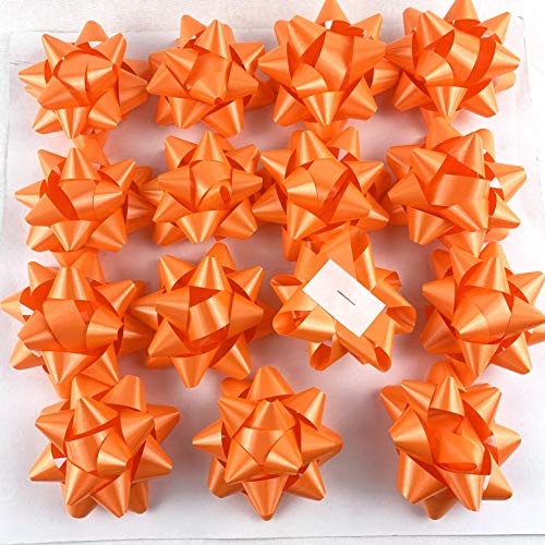 Worlds Orange Confetti Gift Bows Star Gift Bows for Christmas Gift Wrap Bows 3-3/4" Inch(15 Pack) - Image 2