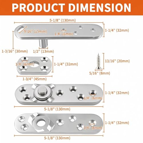 TamBee Heavy Duty Pivot Hinge Hold Open Hidden Door Hinge 1100 Lbs Load Locking 90 Degrees 304 Stainless Steel Concealed for Secret Doors Bookshelf Doors and Bookcase Door 4213 - Image 3
