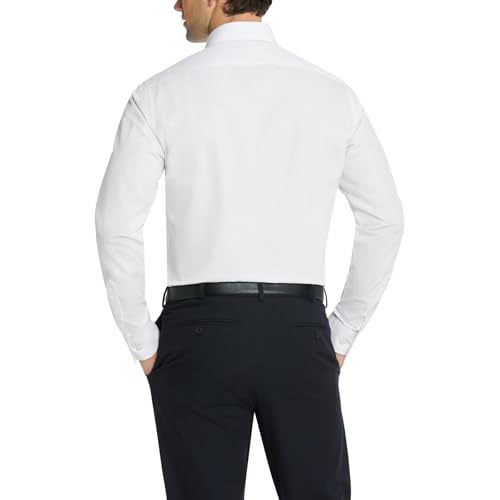 Van Heusen قميص رسمي للرجال من فان هيوزن بتصميم ضيق، قطن بوبلين سادة، أبيض، 15" رقبة 34"-35" كم - Image 2