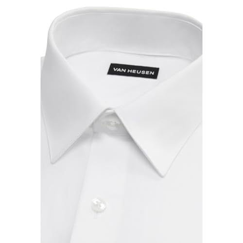 Van Heusen قميص رسمي للرجال من فان هيوزن بتصميم ضيق، قطن بوبلين سادة، أبيض، 15" رقبة 34"-35" كم - Image 4
