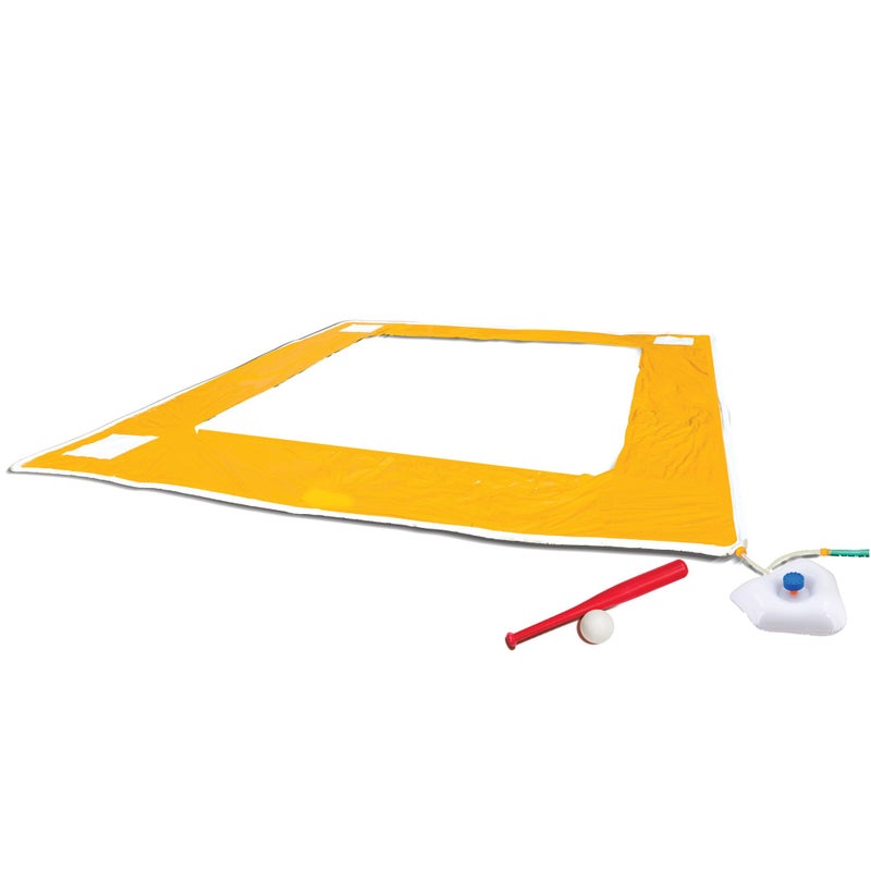 BANZAI Home Run Splash Baseball Slide Length 14 ft Width 14 ft Inflatable Outdoor Backyard Water Slide Splash Toy Baseball Bat Ball Included