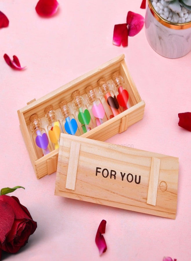 ascension 7 Small Love Secret Message Wish Bottle In A Wooden Box Valentine Day Gift's For Girlfriend Boyfriend Husband & Wife Girls Boys Message Pill Gift Set Romantic Gift Pack - Image 1