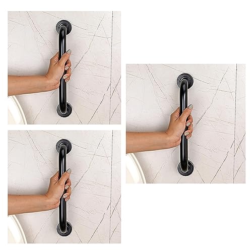 FORTUNE Stainless Steel Grab Bar for Bathroom & Bathtub Wall Mounted Safety Hand Support Rail Black Finish Bathroom Accessories- Balance Handle - Towel Bar - Pack of (8 INCH, Pack of 3) - Image 1