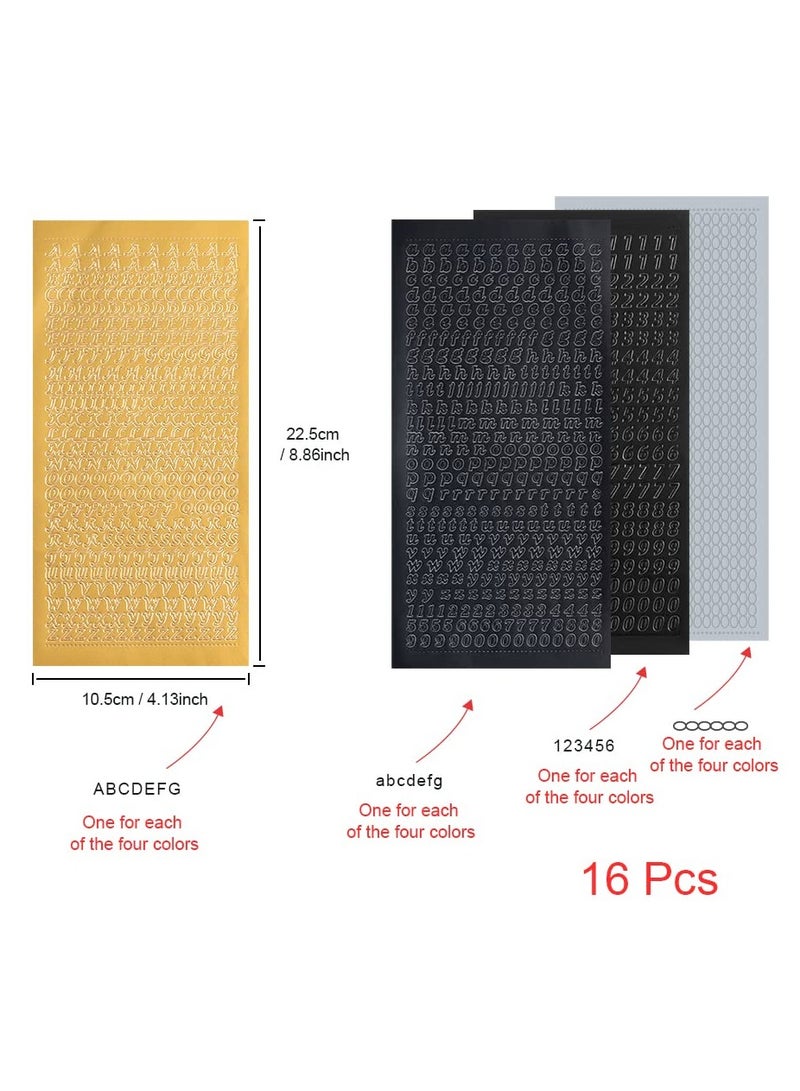 Zikra Glitter Metallic Alphabet and Number Stickers, Self-Adhesive for DIY Crafts, Scrapbooking, Greeting Cards, and Personalizing Phones, Laptops, and Helmets (4 Styles, 4 Colors, 16 Sheets) - Image 5