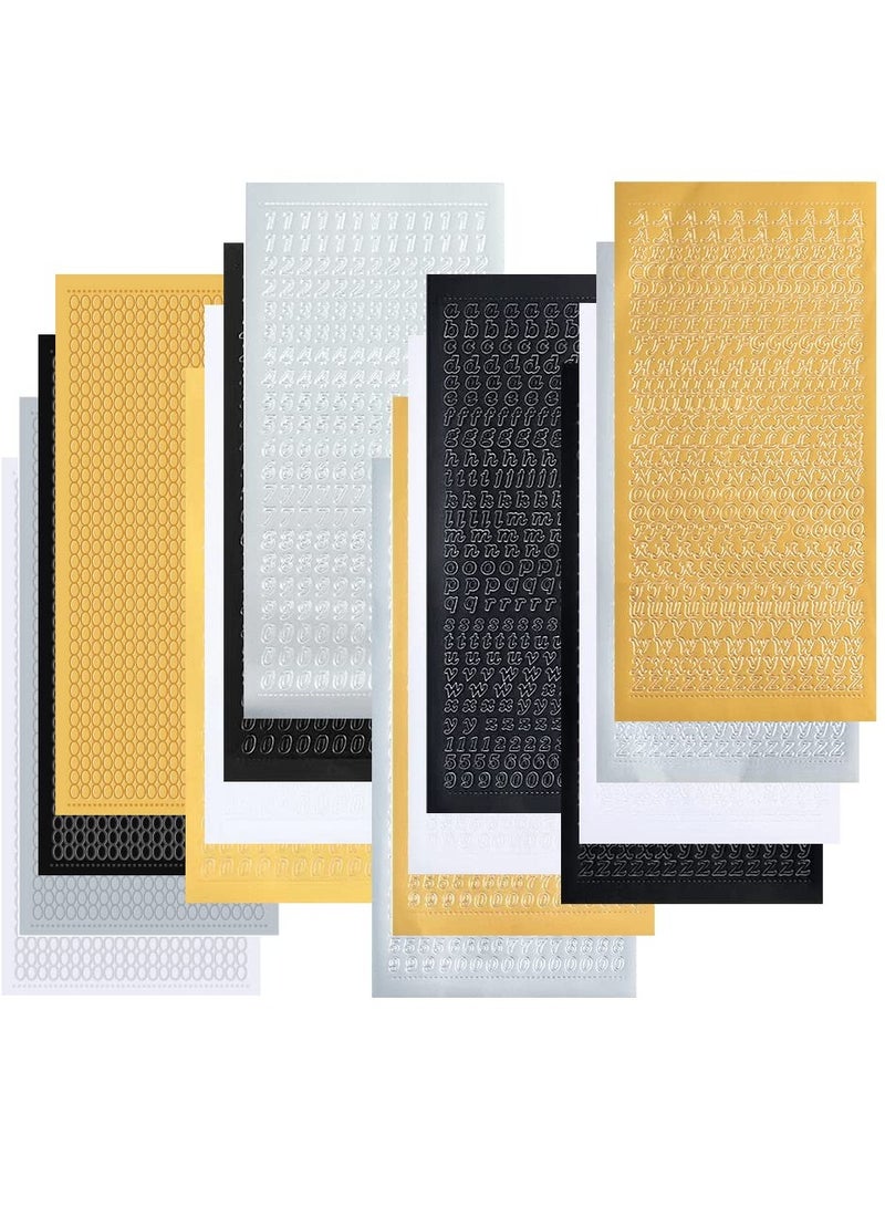 Zikra Glitter Metallic Alphabet and Number Stickers, Self-Adhesive for DIY Crafts, Scrapbooking, Greeting Cards, and Personalizing Phones, Laptops, and Helmets (4 Styles, 4 Colors, 16 Sheets) - Image 1