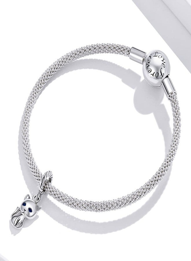 BISAER Cat Charms for Bracelets 925 Sterling Silver Cute Cat Kitty Animal Dangle Charms for Paperclip Bracelet Necklace Christmas Gifts - Image 3