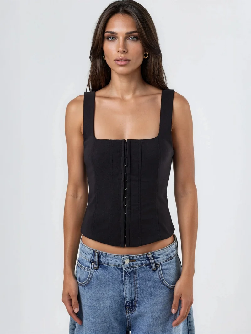 Hiccup Black Bengalin Strappy Top for Women | Best Price UAE