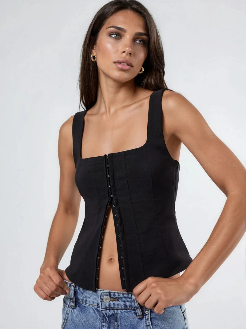 Hiccup Black Bengalin Strappy Top for Women | Best Price UAE
