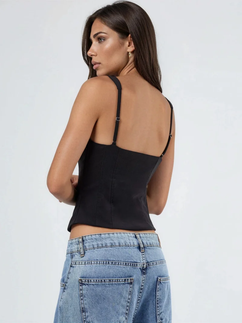 Hiccup Black Bengalin Strappy Top for Women | Best Price UAE