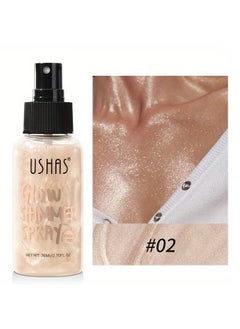 Ushas Glow Shimmer Spray - Shimmer Body Oil Liquid Easy to Push Away Natural Moisture Glitter Face Brightening Glow Pearl Highlighter Illuminator Shine Contouring Makeup for Face and Body #02  - Image 2
