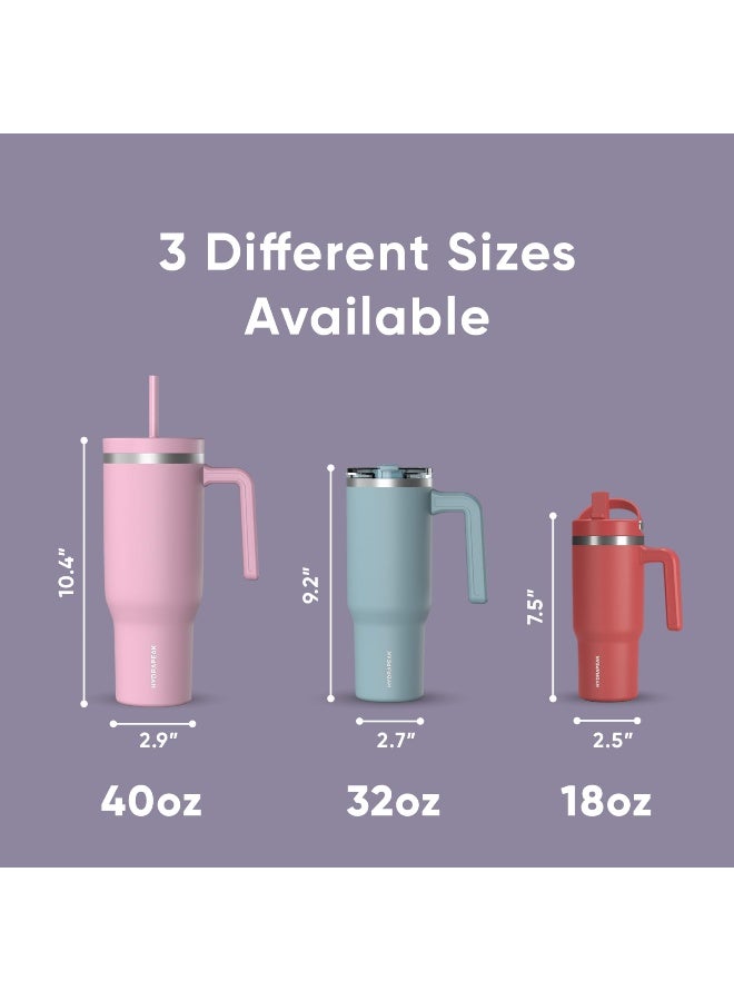 Hydrapeak Voyager 40 Oz Stainless Steel Tumbler with Handle, Insulated Water Bottle With Straw & Lid, Cupholder Friendly Reusable Travel Mug (Lavender) - Image 5
