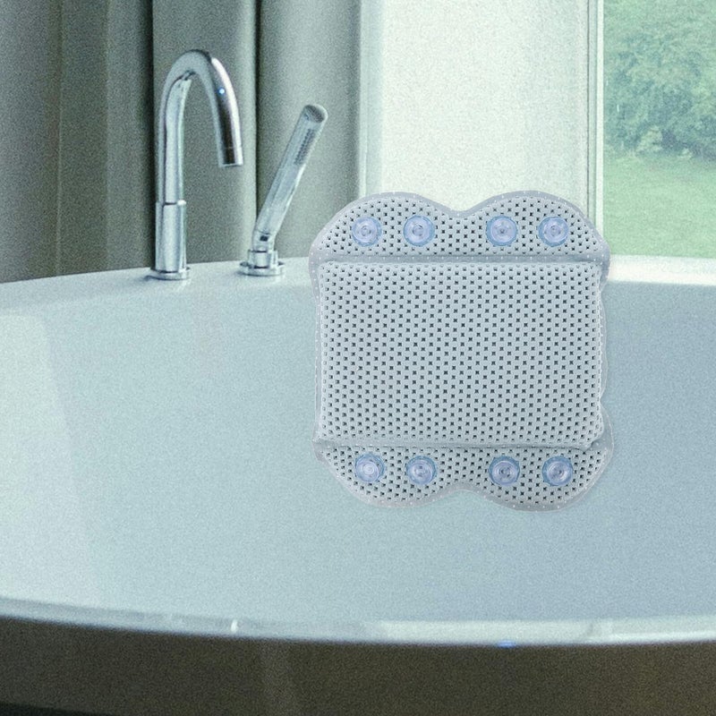 Blue PVC Foam Bath Pillow with Suction Cups Non Slip Tub Head Rest Cushion - Image 5