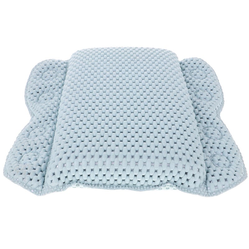Blue PVC Foam Bath Pillow with Suction Cups Non Slip Tub Head Rest Cushion - Image 2