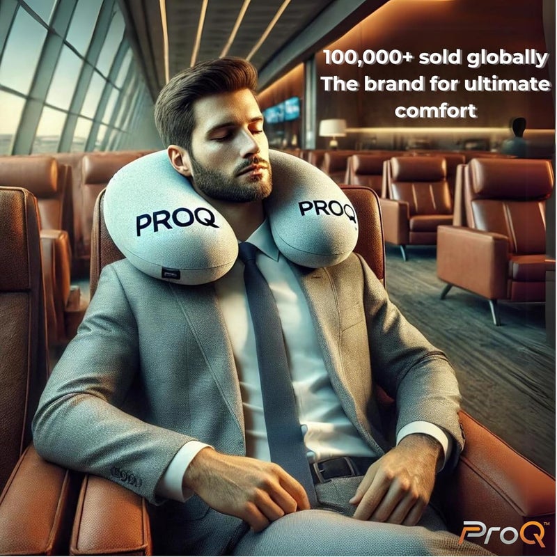 ProQ Neck Pillow for Travelling - Travel Pillow for Flights - Memory Foam Neck Pillow - Travel Neck Rest Pillows - Traveling Pillow for Men, Women Travelling Accessories, Lightweight, Portable, Pink - Image 5